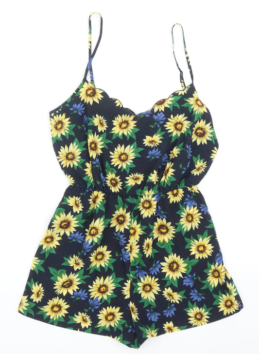 Cooperative Womens Blue Geometric Polyester Playsuit One-Piece Size S Pullover - Sunflower Print