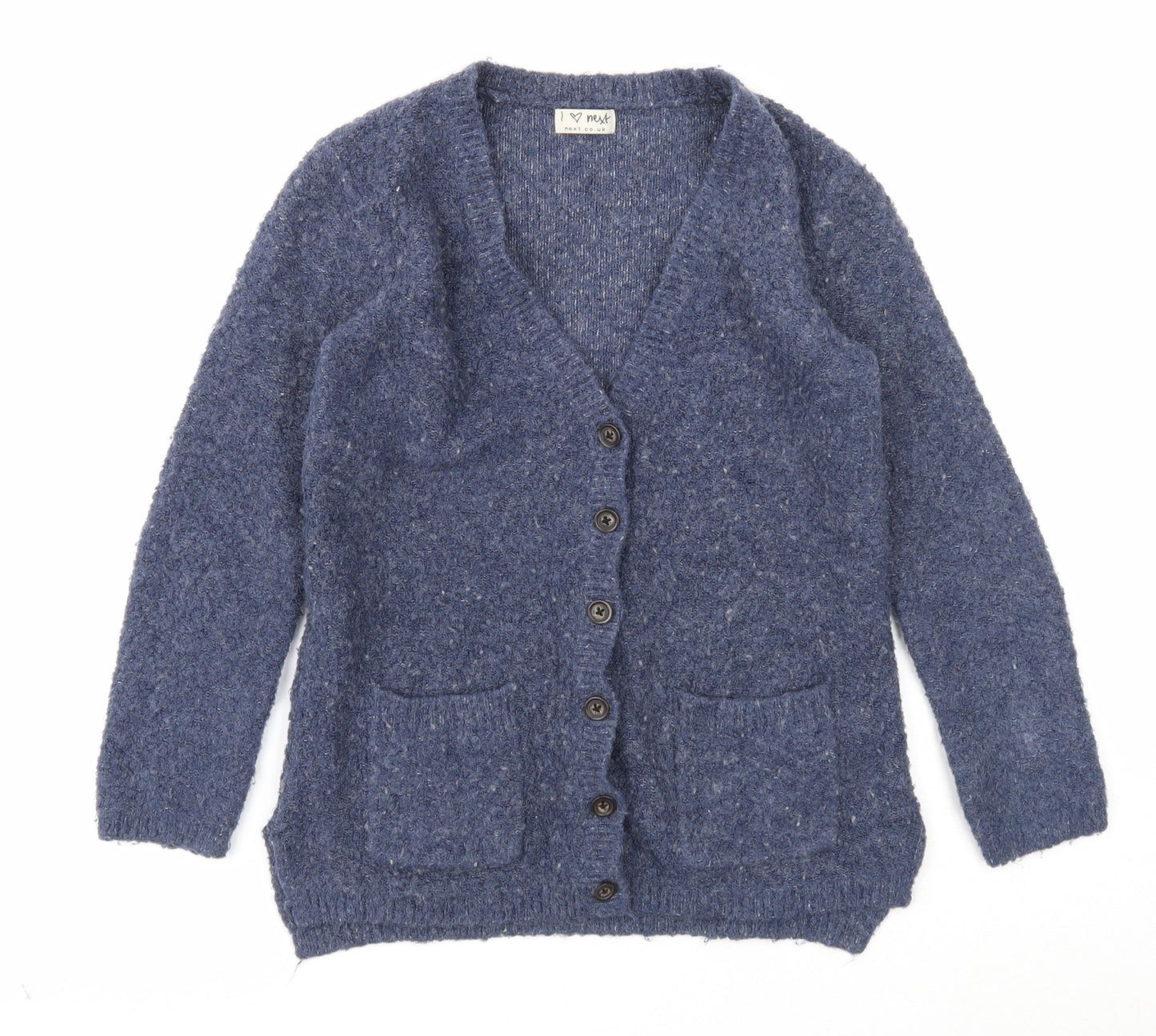 NEXT Girls Blue V-Neck Acrylic Cardigan Jumper Size 8 Years Button