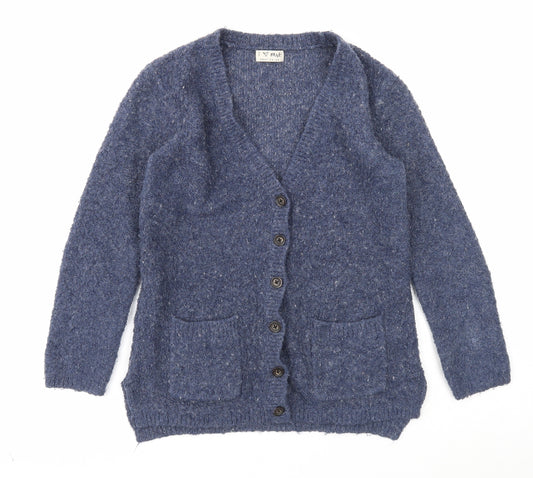 NEXT Girls Blue V-Neck Acrylic Cardigan Jumper Size 8 Years Button