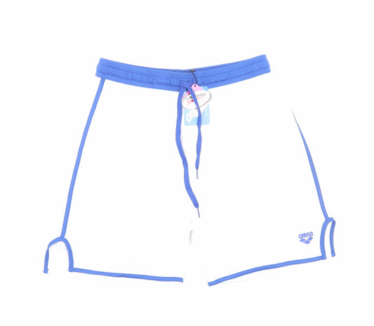 Arena Mens White Polyester Sweat Shorts Size M Regular Drawstring