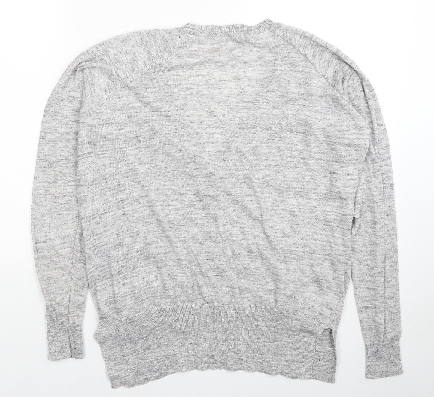 Zara Knit Womens Grey V-Neck Polyester Cardigan Jumper Size M