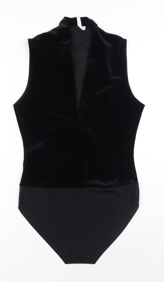 Mango Womens Black Polyester Bodysuit One-Piece Size M Snap