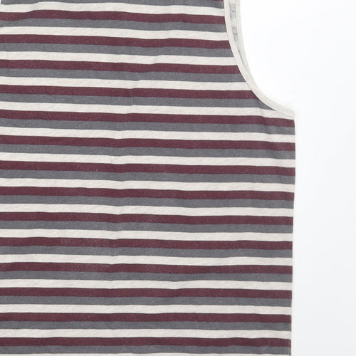 Cedar Wood State Mens Grey Striped Cotton T-Shirt Size M Round Neck