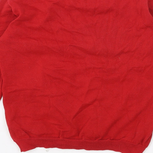Primark Girls Red Round Neck Acrylic Pullover Jumper Size 10 Years Pullover - Christmas