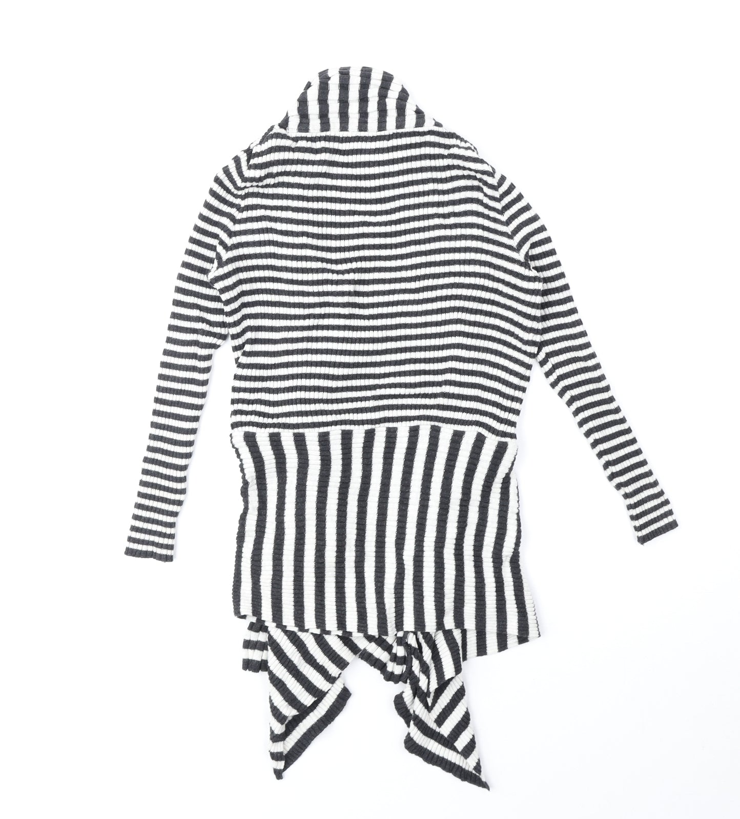 Marks and Spencer Girls Black V-Neck Striped 100% Cotton Cardigan Jumper Size 5-6 Years