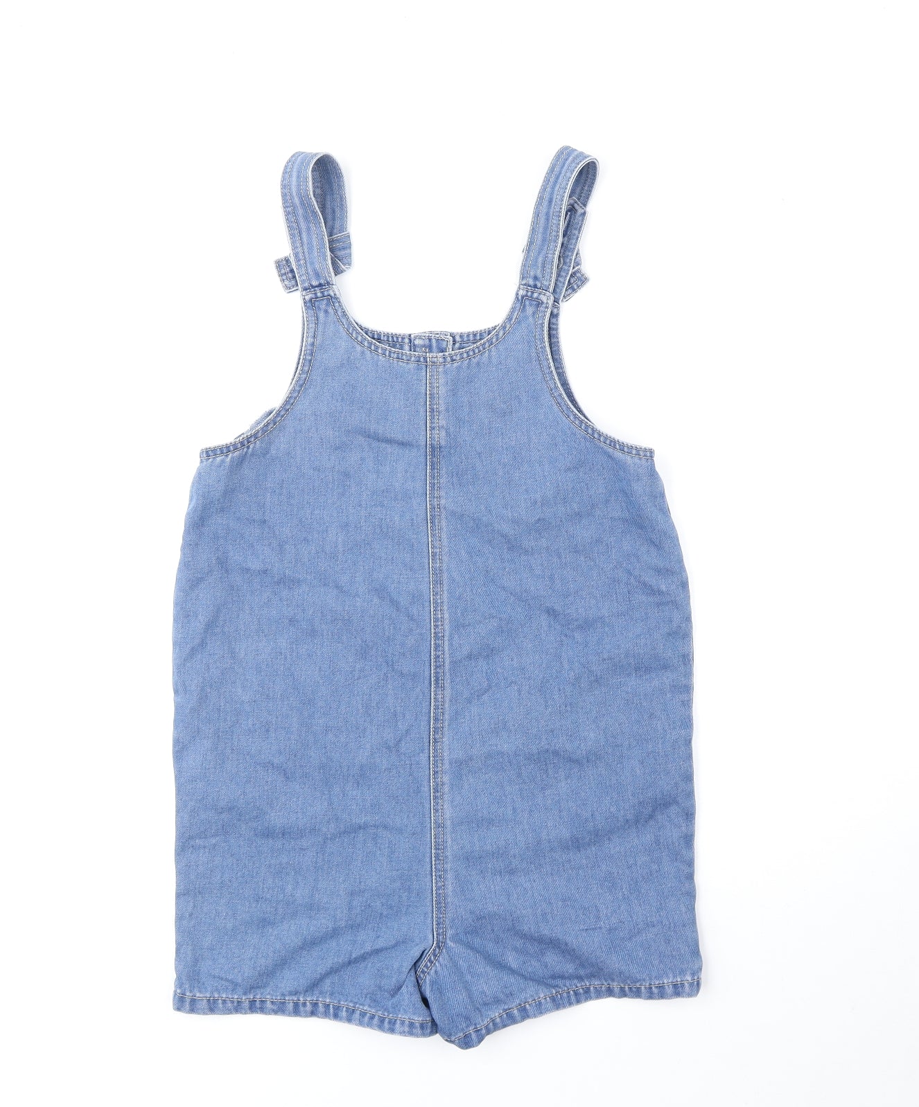 Nutmeg Girls Blue Cotton Dungaree One-Piece Size 12-13 Years Button