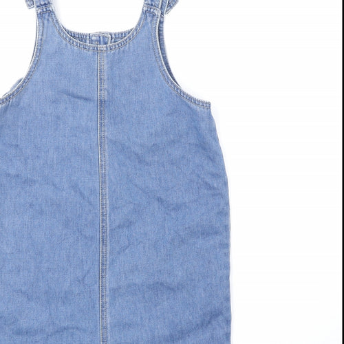 Nutmeg Girls Blue Cotton Dungaree One-Piece Size 12-13 Years Button