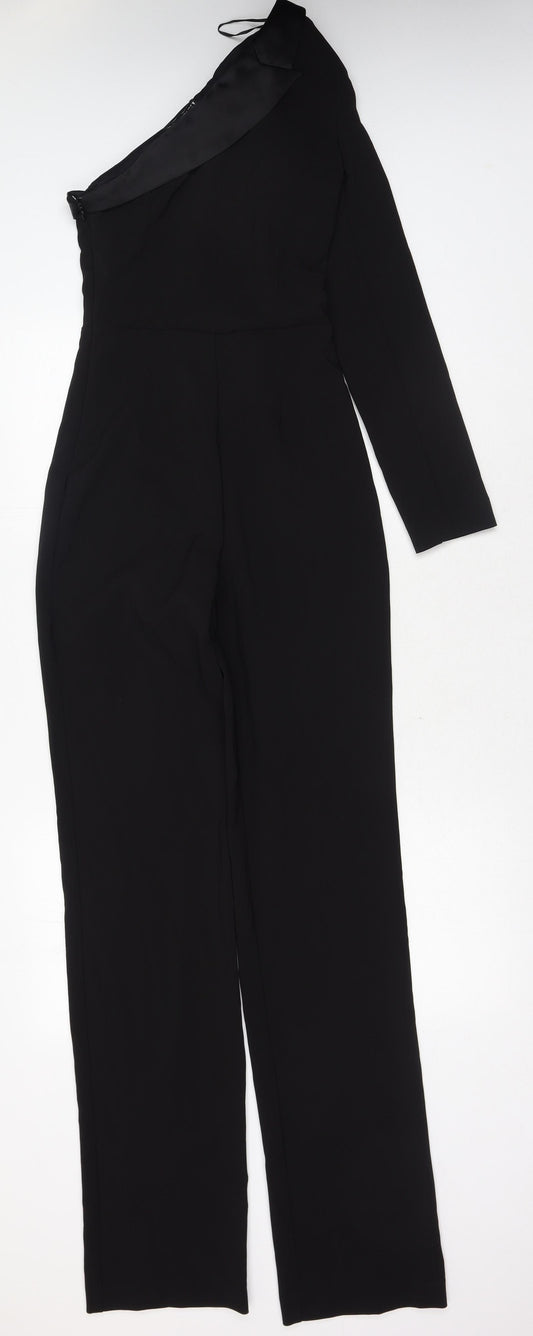Zara Womens Black Polyester Jumpsuit One-Piece Size XS Zip