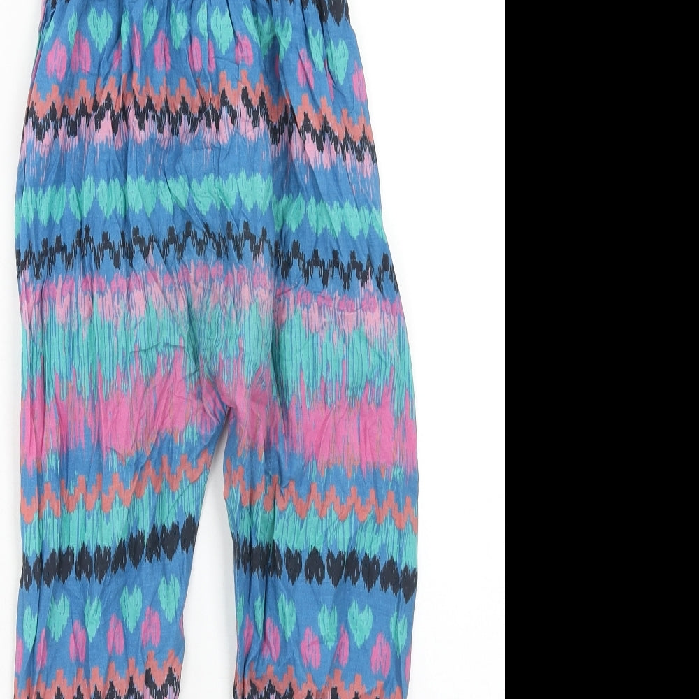 Marks and Spencer Girls Multicoloured Geometric Cotton Jumpsuit One-Piece Size 8 Years Button