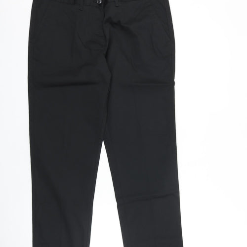 Henbury Womens Black Cotton Dress Pants Trousers Size 12 L30 in Regular Zip