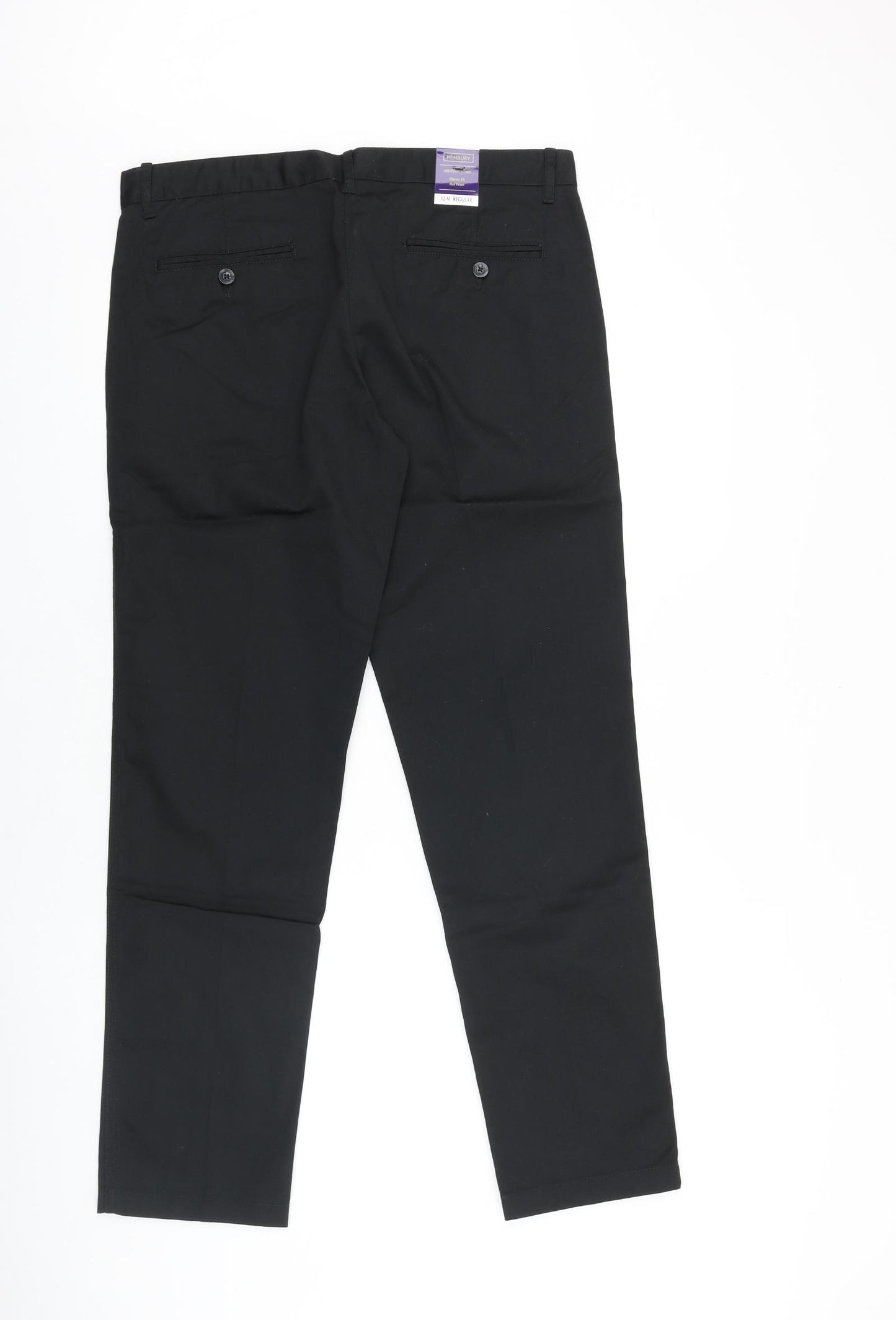 Henbury Womens Black Cotton Dress Pants Trousers Size 12 L30 in Regular Zip