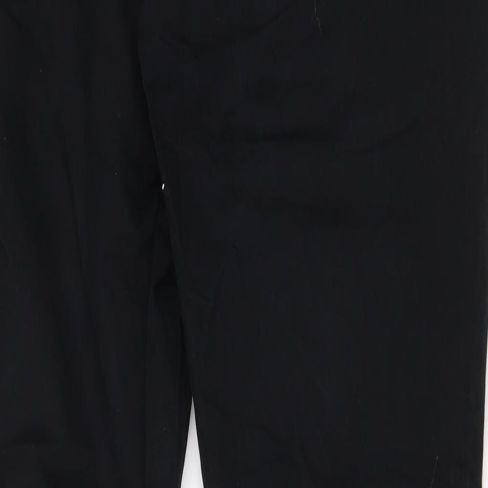 Marks and Spencer Mens Black Cotton Trousers Size 32 in Regular Zip
