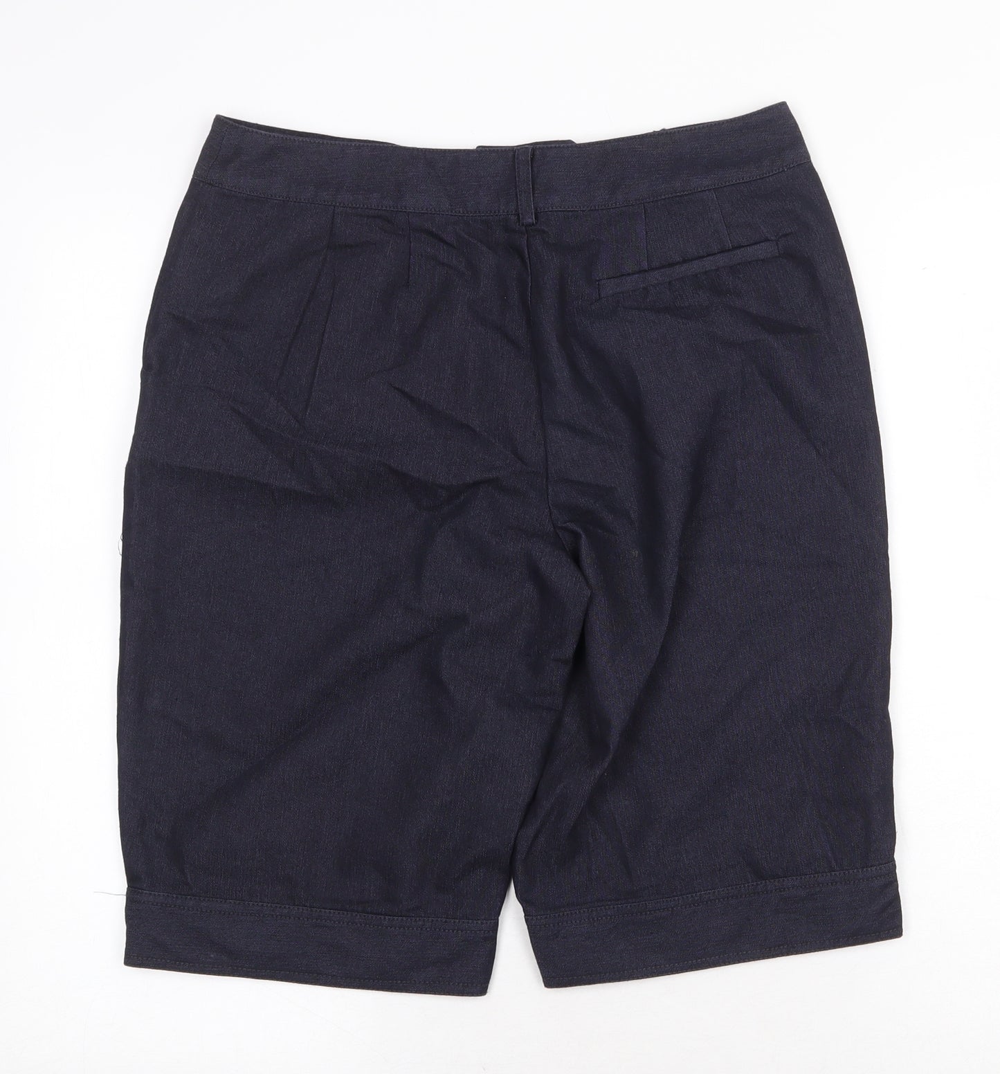 August Silk Womens Blue Cotton Sailor Shorts Size 8 Regular Zip