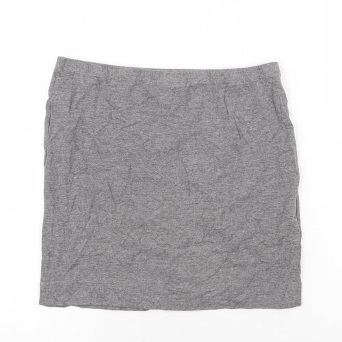 bonprix Womens Grey Cotton A-Line Skirt Size S