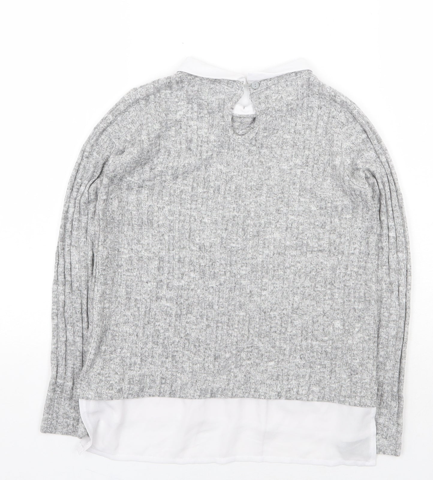Primark Girls Grey Collared Viscose Pullover Jumper Size 11-12 Years Button