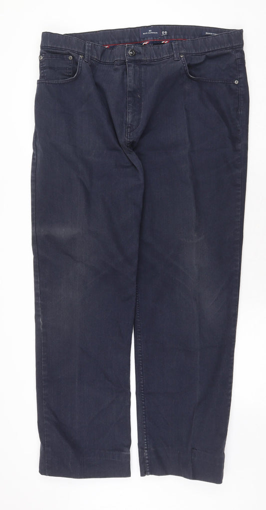 Blue Harbour Mens Blue Cotton Trousers Size 42 in Regular Zip