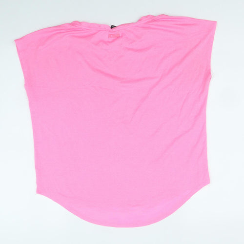 Gina Tricot Womens Pink Polyester Basic T-Shirt Size S Boat Neck Pullover