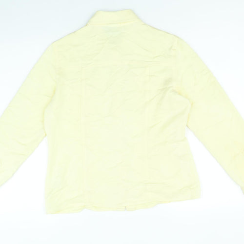 Anne Brooks Womens Yellow Viscose Basic Button-Up Size 10 Collared