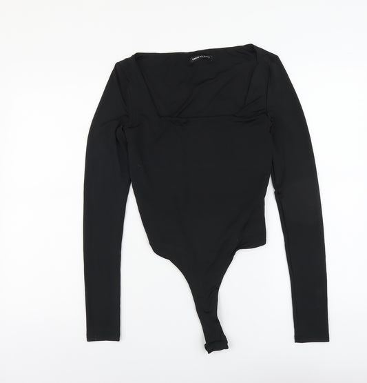 SheIn Womens Black Polyester Bodysuit One-Piece Size S Snap