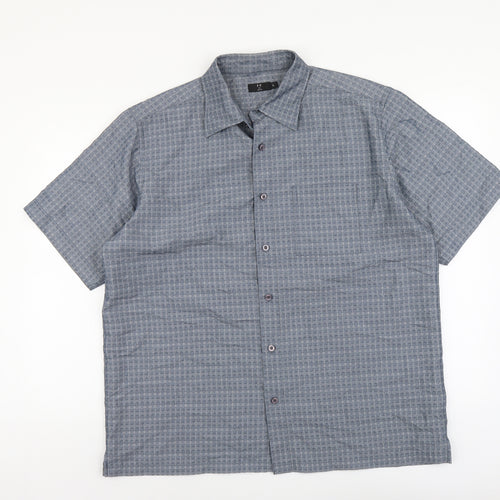 F&F Mens Grey Geometric Modal Button-Up Size L Collared Button