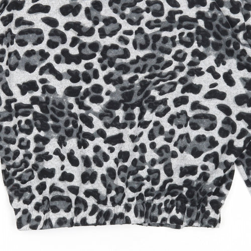 Primark Girls Grey Round Neck Animal Print Polyester Pullover Jumper Size 12-13 Years Pullover