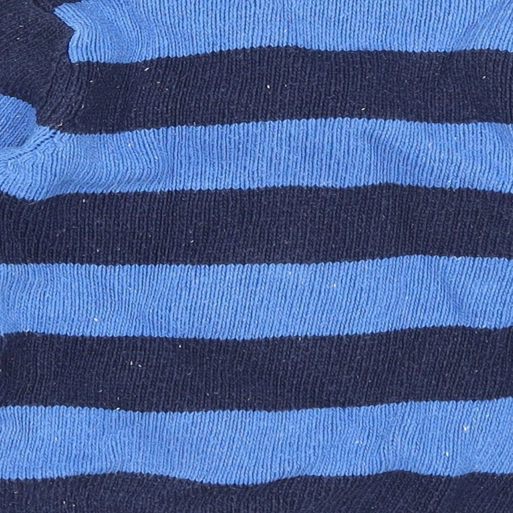 Marks and Spencer Boys Blue Round Neck Striped Cotton Pullover Jumper Size 2-3 Years Pullover - Christmas