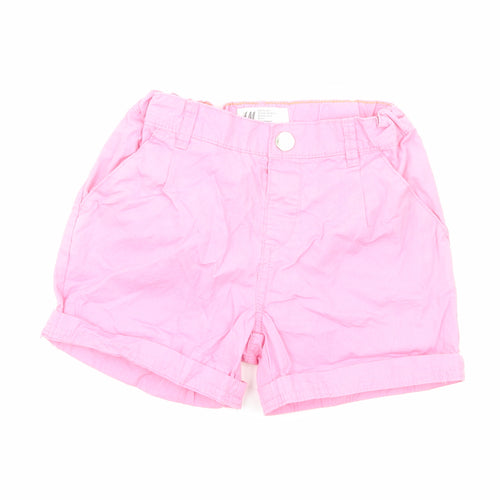 H&M Girls Pink Cotton Boyfriend Shorts Size 5-6 Years Regular Snap