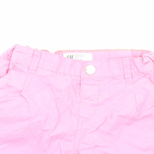 H&M Girls Pink Cotton Boyfriend Shorts Size 5-6 Years Regular Snap