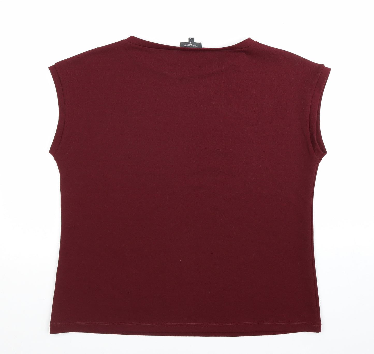 Pied A Terre Womens Red Polyester Basic T-Shirt Size 14 Round Neck