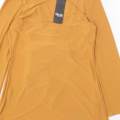 Nicole Womens Orange V-Neck Polyester Cardigan Jumper Size S