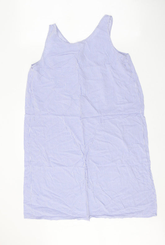 Debenhams Womens Blue Striped Viscose Top Dress Size 12 Button