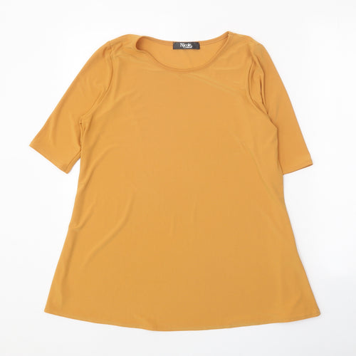 Nicole Womens Orange Polyester Basic T-Shirt Size S Round Neck