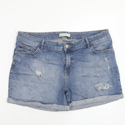 LCW Womens Blue Cotton Hot Pants Shorts Size 34 in Regular Zip - Distressed