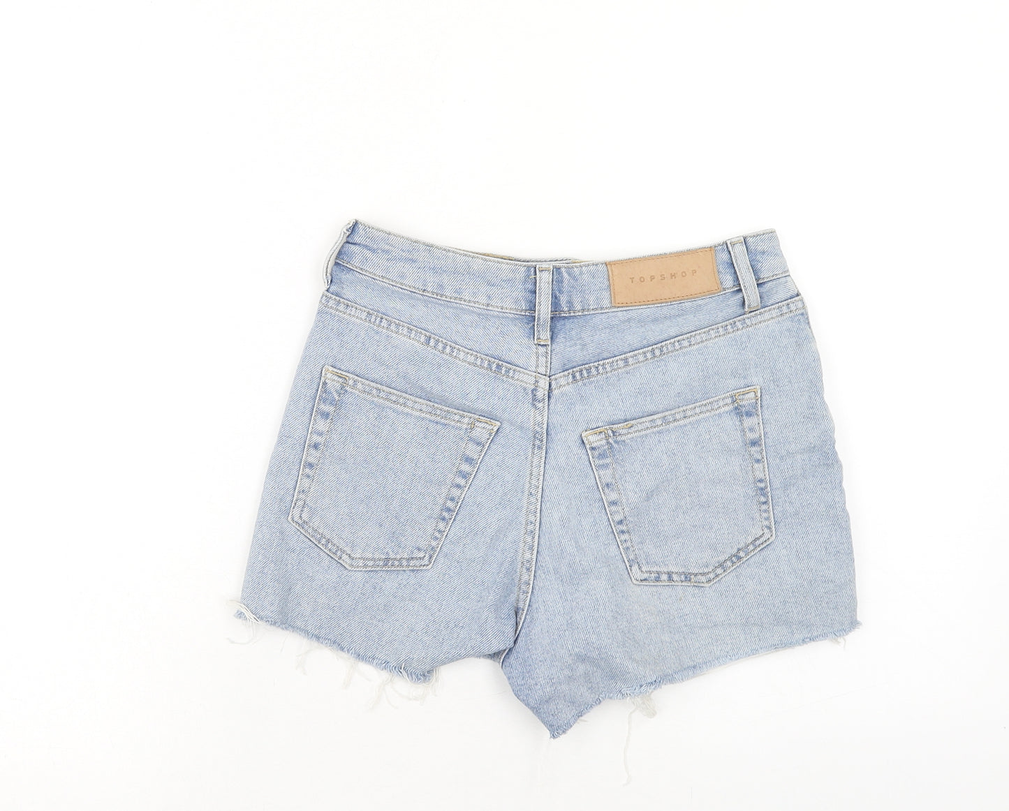 Topshop Womens Blue Cotton Cut-Off Shorts Size 8 Regular Zip