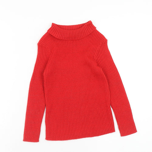 TU Girls Red Roll Neck Acrylic Pullover Jumper Size 6 Years Pullover