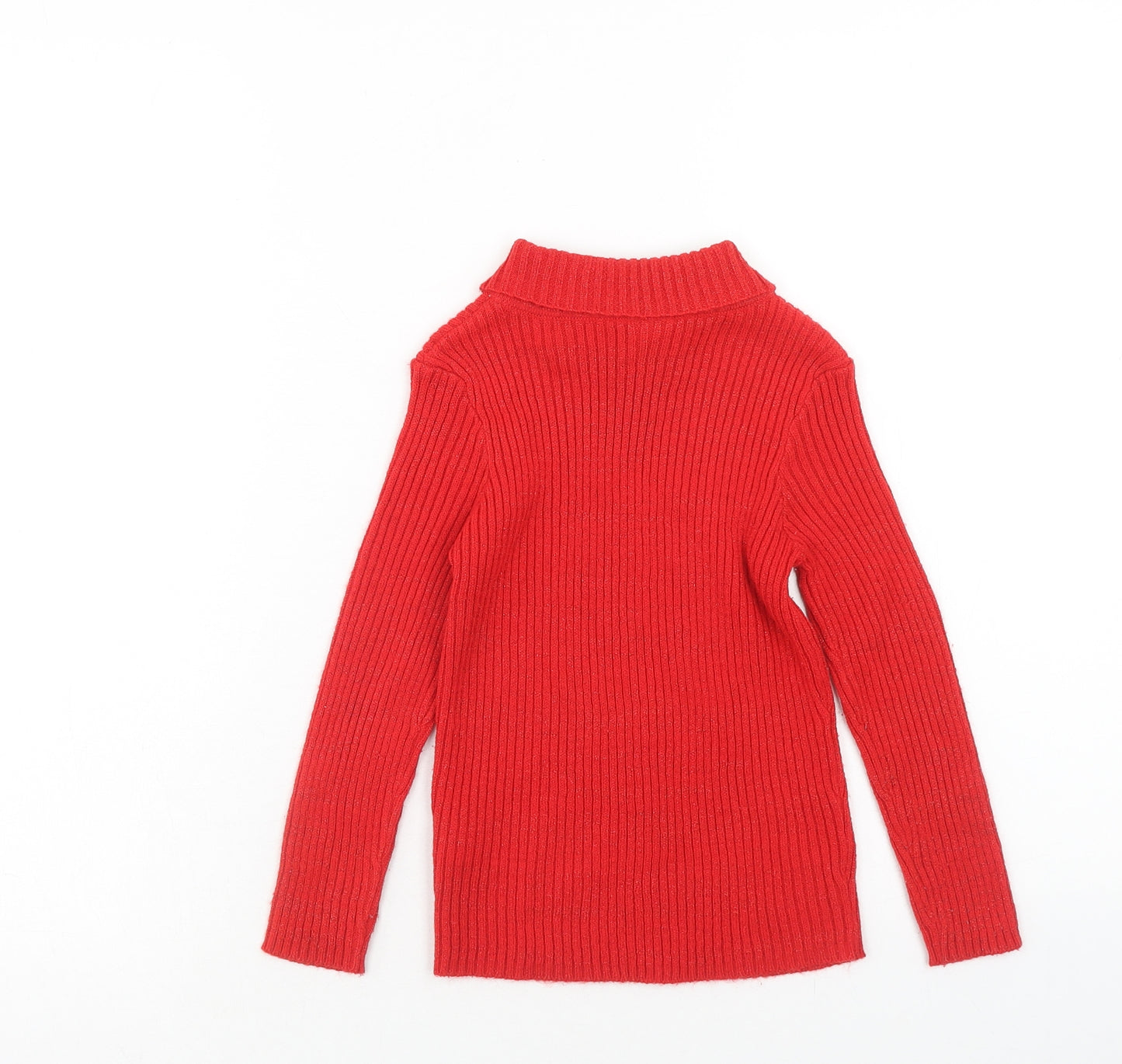 TU Girls Red Roll Neck Acrylic Pullover Jumper Size 6 Years Pullover