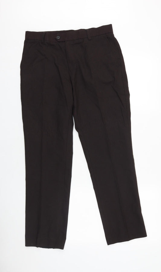 NEXT Mens Brown Polyester Capri Trousers Size 30 in L29 in Regular Zip