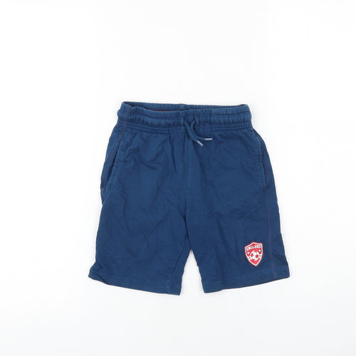 F&F Boys Blue 100% Cotton Sweat Shorts Size 5-6 Years Regular Drawstring