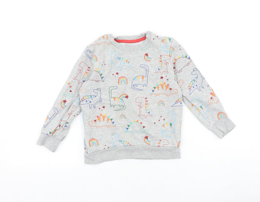 George Boys Grey Geometric 100% Cotton Pullover Sweatshirt Size 5-6 Years Pullover - Dinosaurs