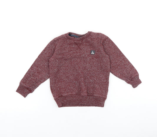 NEXT Boys Red Round Neck 100% Cotton Pullover Jumper Size 2-3 Years Pullover