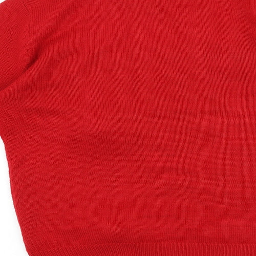 Preworn Mens Red Round Neck Acrylic Pullover Jumper Size S Long Sleeve - Christmas Polar Bear
