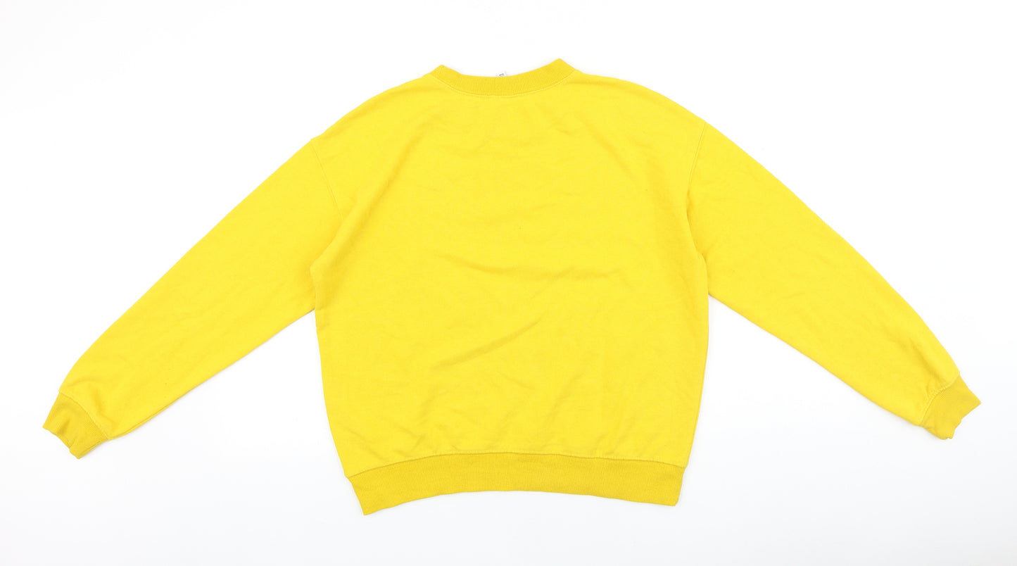 H&M Mens Yellow Cotton Pullover Sweatshirt Size M - Love