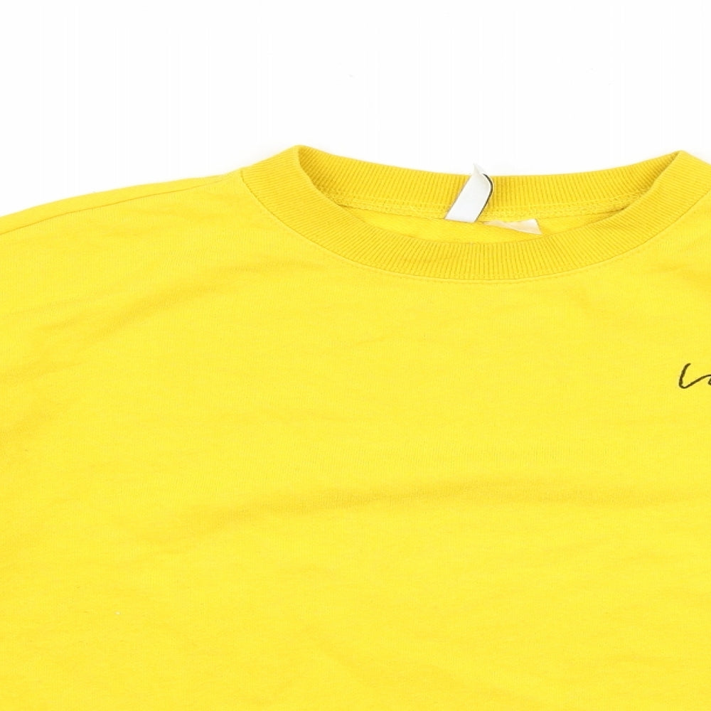 H&M Mens Yellow Cotton Pullover Sweatshirt Size M - Love