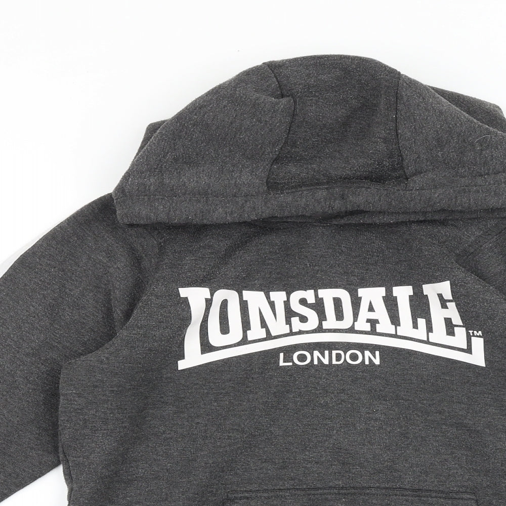 Lonsdale Womens Grey 100% Cotton Pullover Hoodie Size 10 Pullover