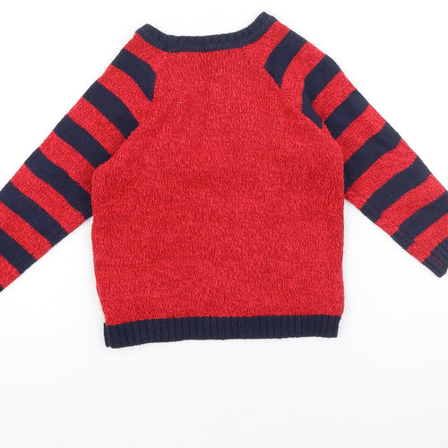 George Boys Red Round Neck 100% Cotton Pullover Jumper Size 2-3 Years Pullover - Snowman