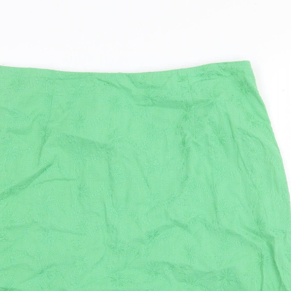 Dickins & Jones Womens Green Cotton Straight & Pencil Skirt Size 14 Zip