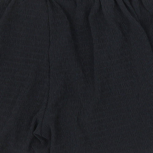 Primark Womens Black Cotton Paperbag Shorts Size S Regular Tie