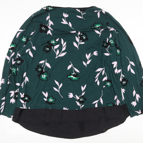 Garfield & Marks Womens Green Geometric Viscose Basic T-Shirt Size 22 Round Neck - Floral Print