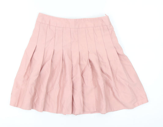 New Look Girls Pink Polyester Mini Skirt Size 13 Years Regular Zip