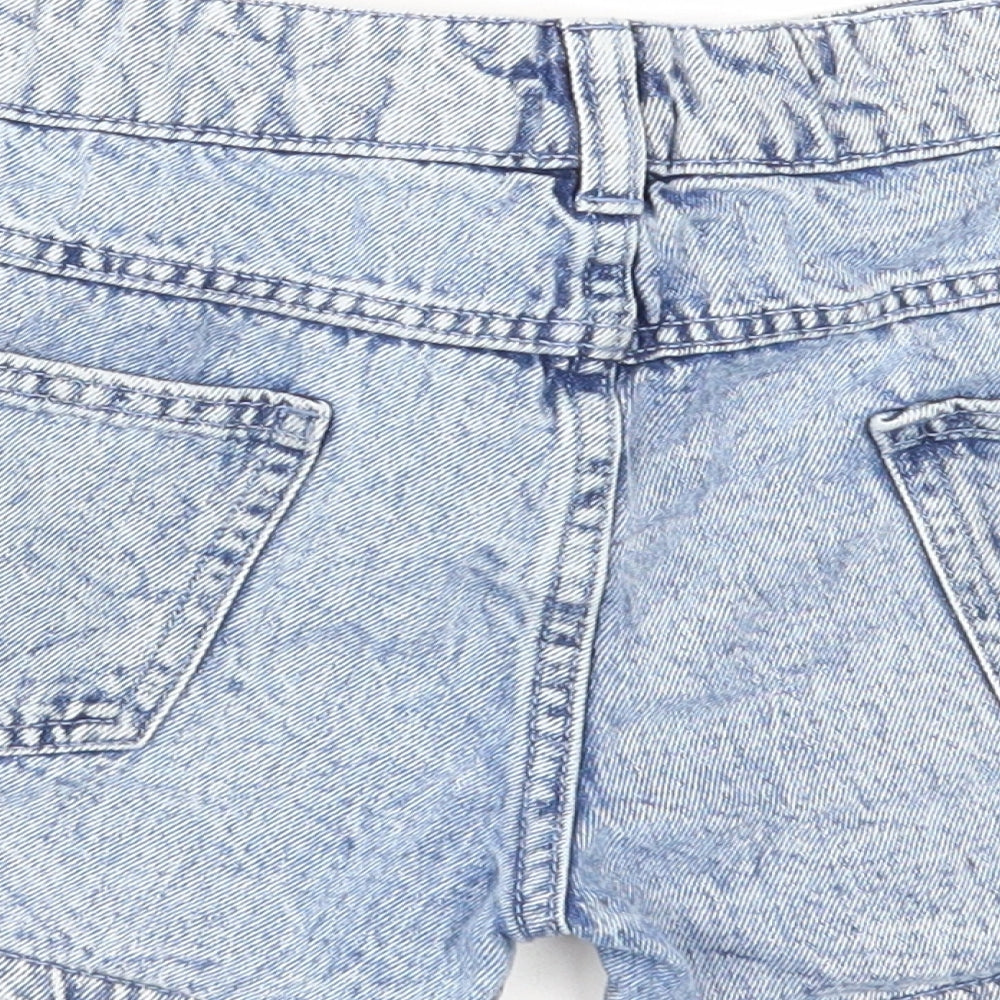 F&F Girls Blue Cotton Boyfriend Shorts Size 12-13 Years Regular Zip - Lace Detail